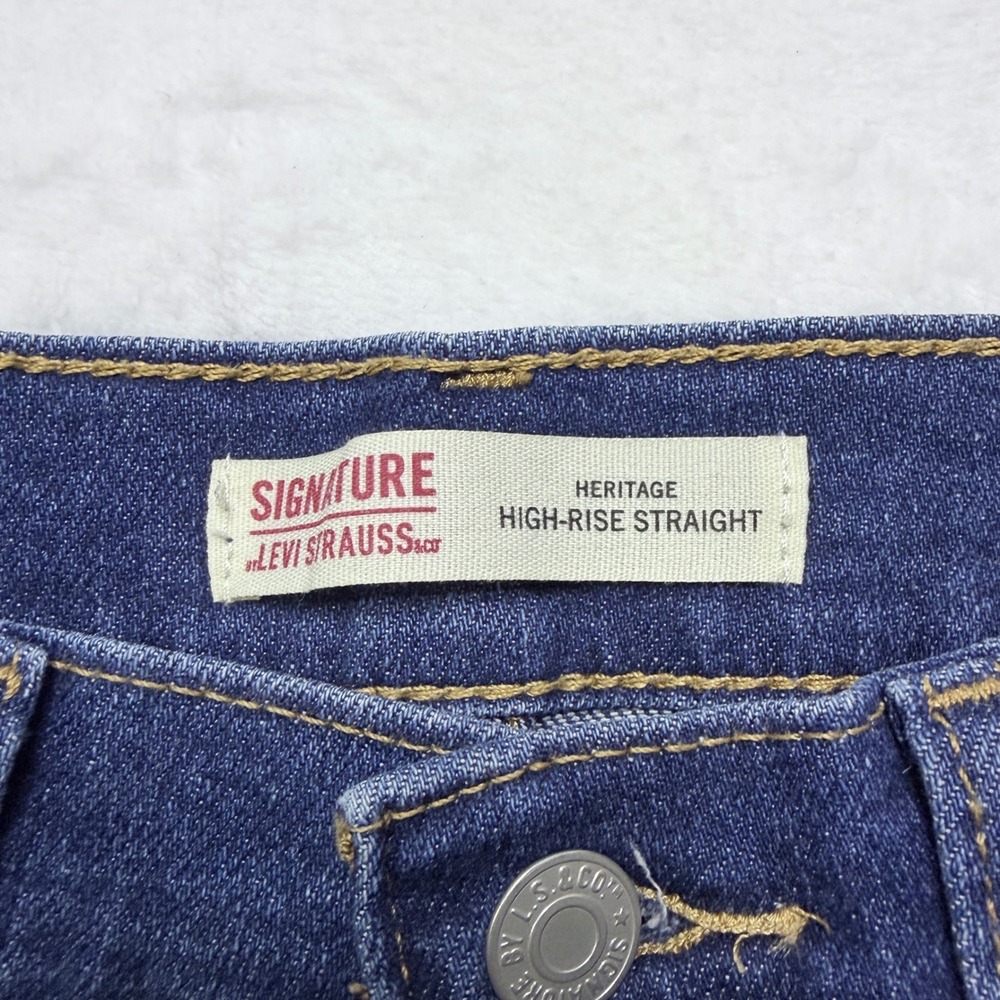 Signature by Levi Strauss Heritage High-Rise Straight Jeans Dark Wash‎ 10 W30 - Picture 3 of 10